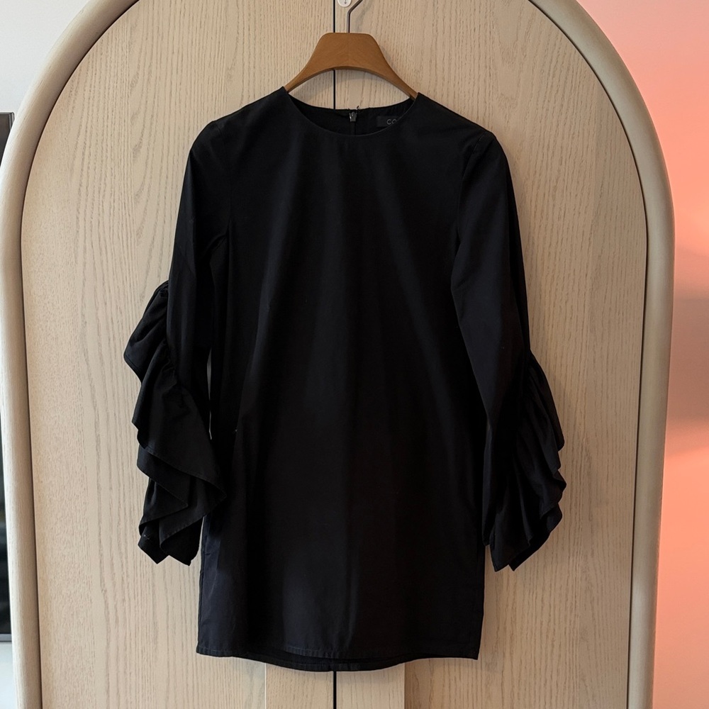 COS Black Dress with Ruffle Sleeves